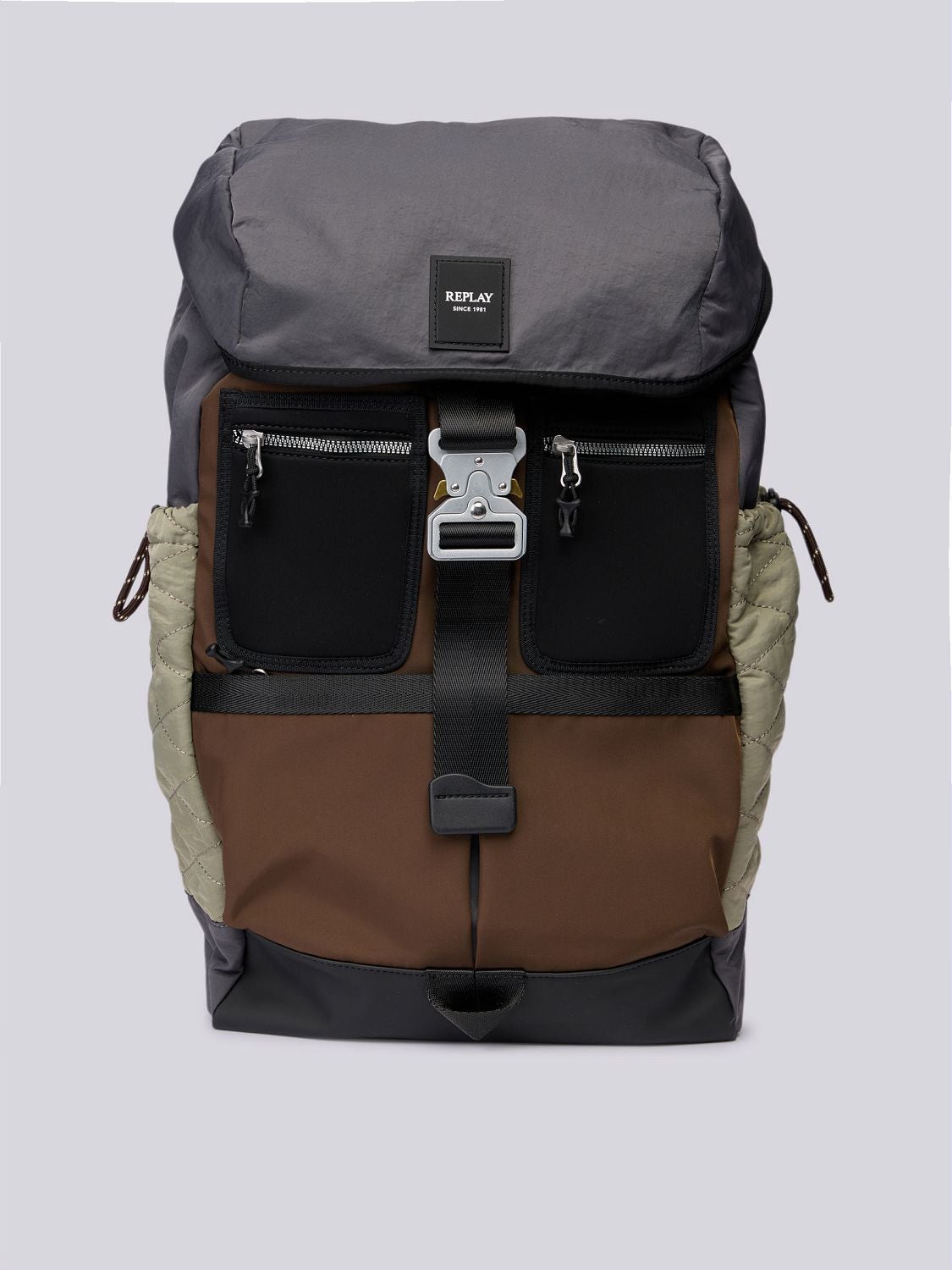 REPLAY BACKPACK WITH METAL BUCKLE FM3757.000.A2004B BRAKEN + BLACK SAND + LAUREL O 1