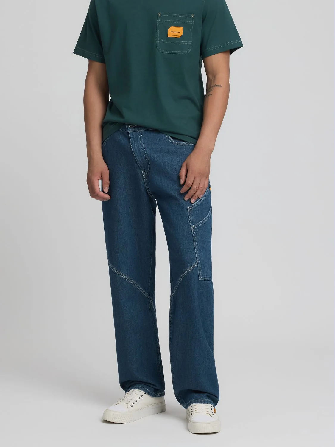 REPLAY WARPED JEANS LOOSE FIT AGENDER REPLAY INC. KU1003.000.D950001 DARK BLUE 2