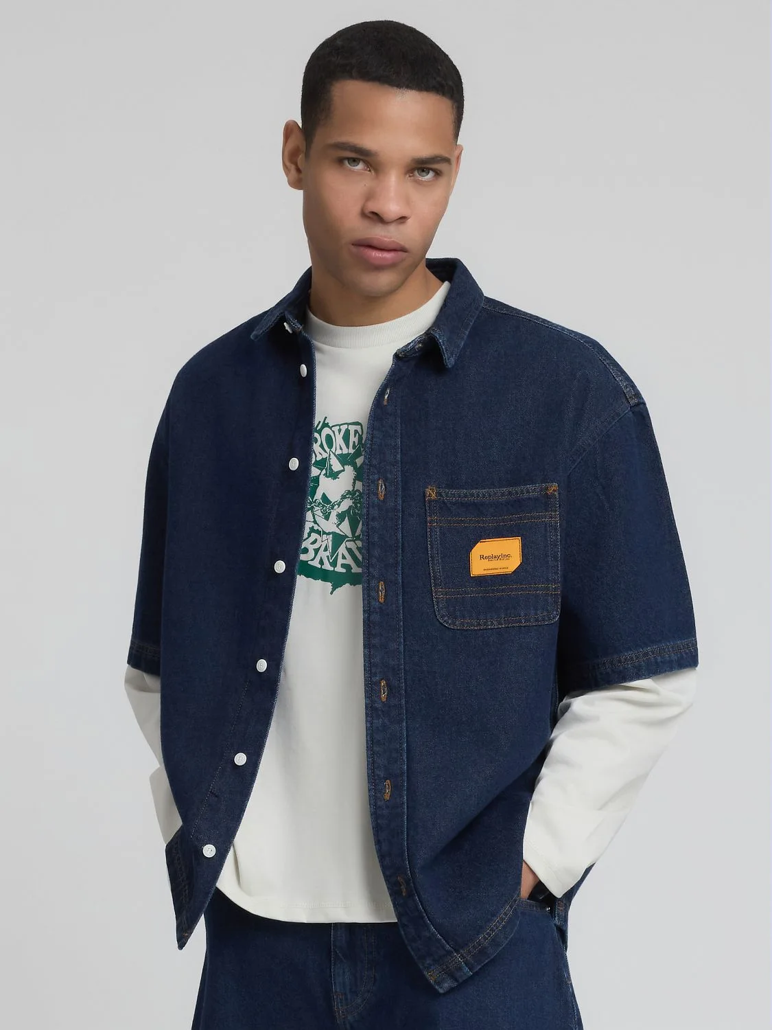 REPLAY KU4003.000.D944001-Shirt KU4003.000.D944001 DARK BLUE 2