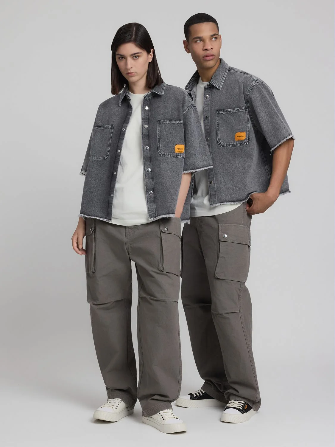 REPLAY CROPPY DUTY SHIRT AUS DENIM AGENDER REPLAY INC. KU4004.000.D946005 MEDIUM GREY 1