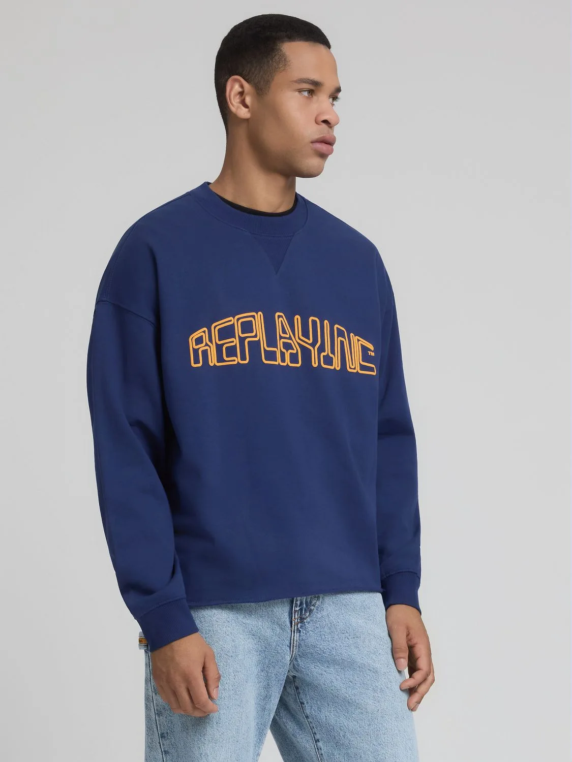 REPLAY RUNDHALS-SWEATSHIRT AVANTGARDE AGENDER REPLAY INC. KU6061.000.D23960 WORKER BLUE 2