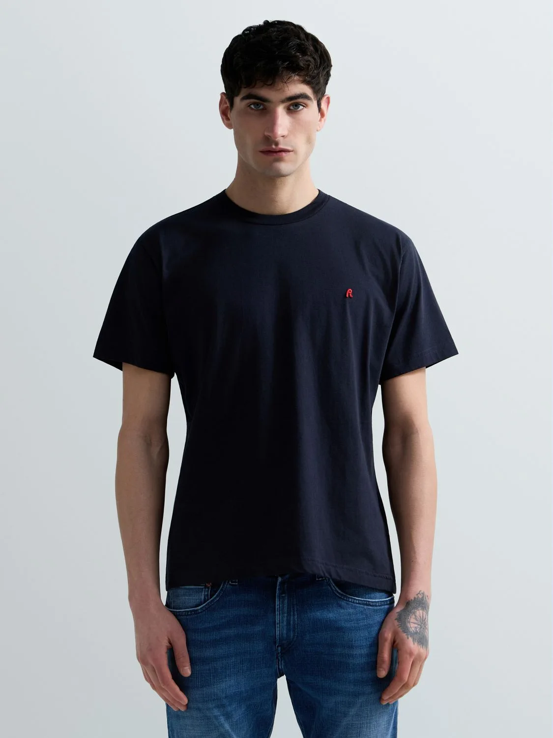REPLAY JERSEY-T-SHIRT MIT ROTEM R-LOGO M3015 .000.2660 DARK NAVY 2
