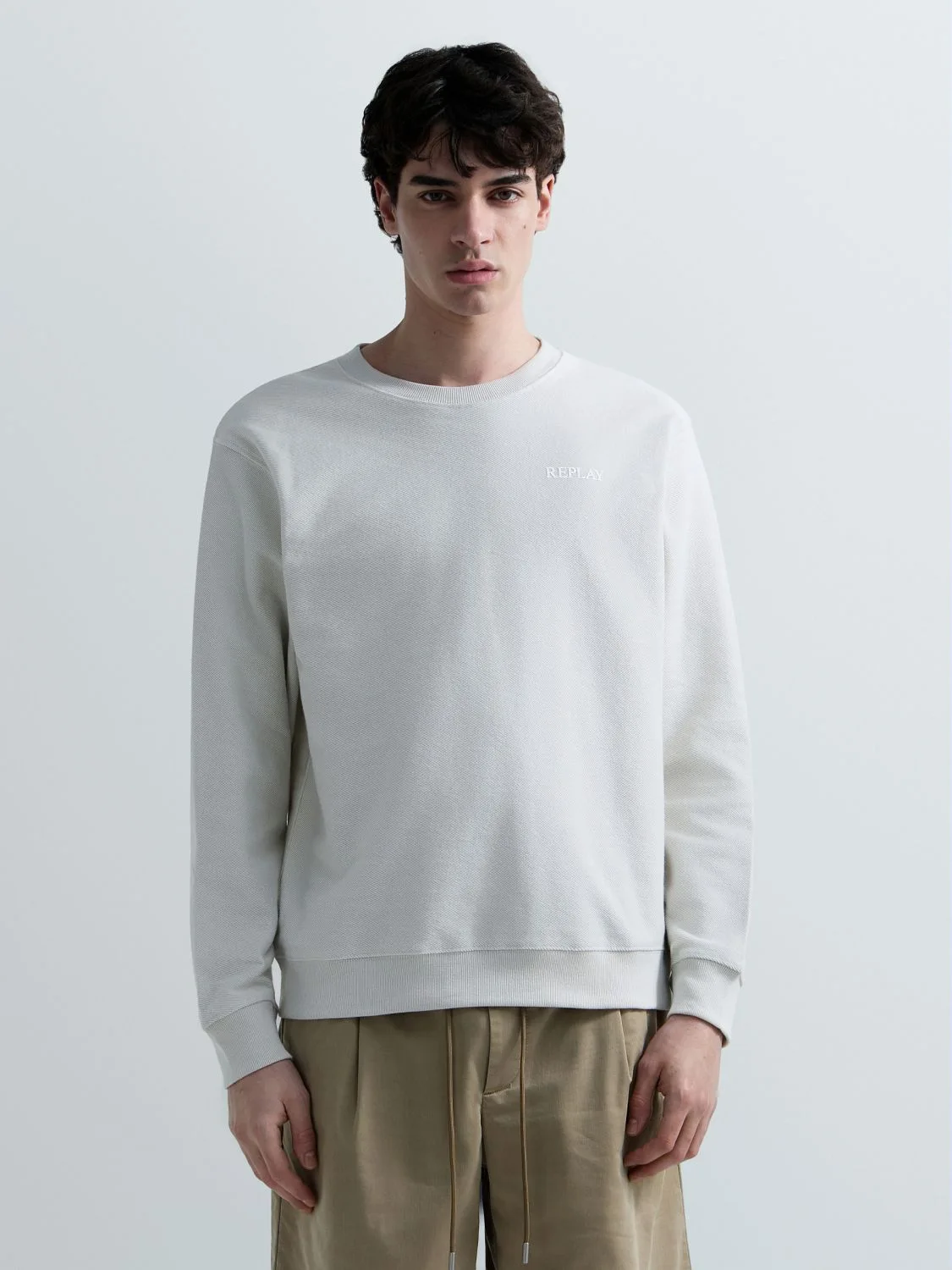 JERSEY-SWEATSHIRT MIT REPLAY-SCHRIFTZUG