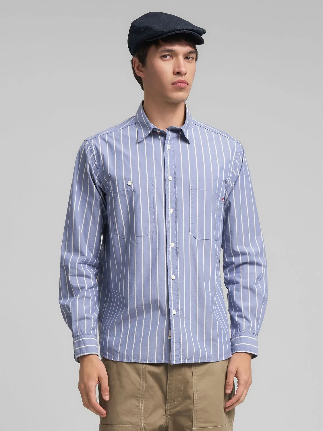 REPLAY STRIPED COTTON SHIRT M4153 .000.52852 LIGHT BLUE/WHITE 2