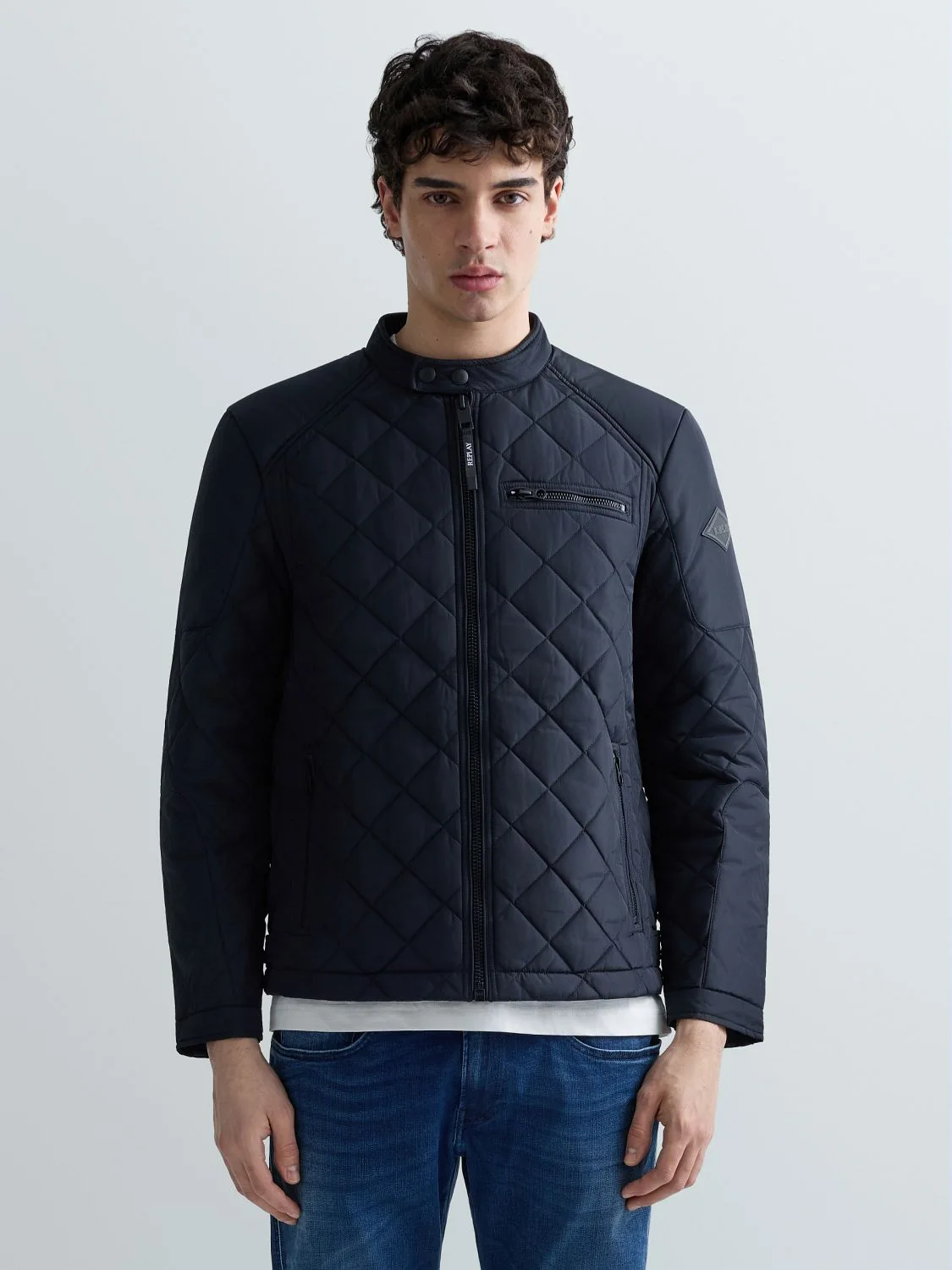 REPLAY STEPPJACKE MIT DURCHGEHENDEM REISSVERSCHLUSS M8000 .000.84442 DEEP BLUE 2