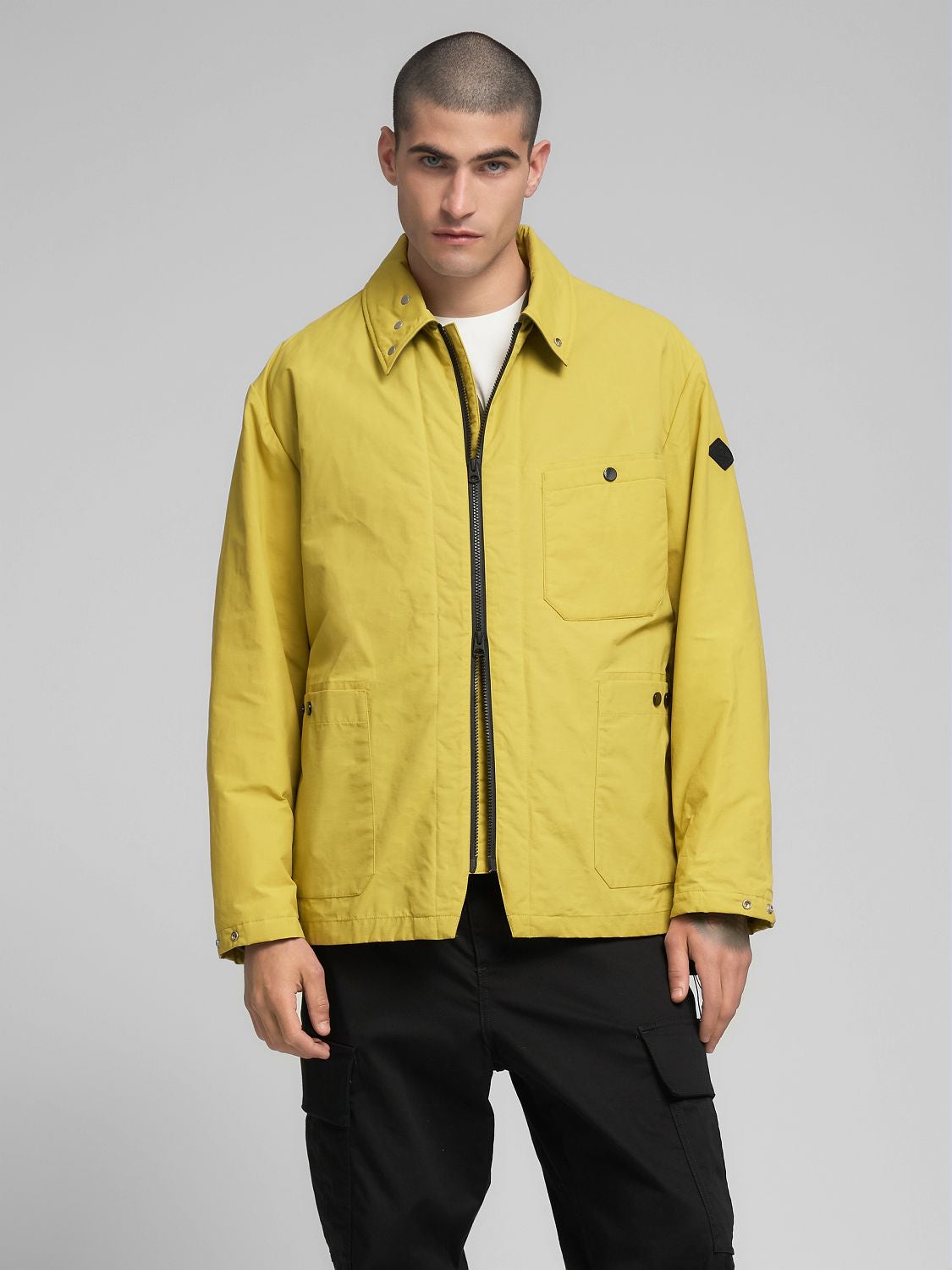 REPLAY RIDER-STYLE JACKET IN WAXED FABRIC M8466 .000.85308 CORN YELLOW 2