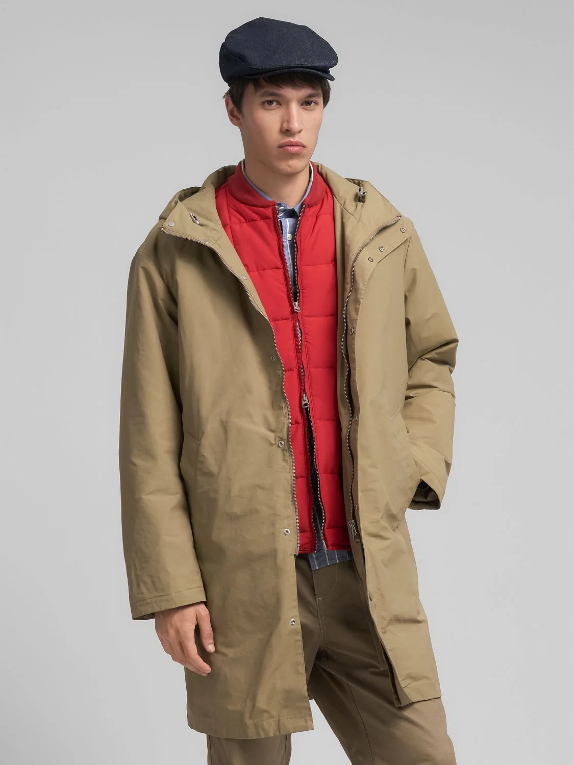 REPLAY LONG PADDED JACKET WITH HOOD M8470 .000.85308 LIGHT COFFEE 2