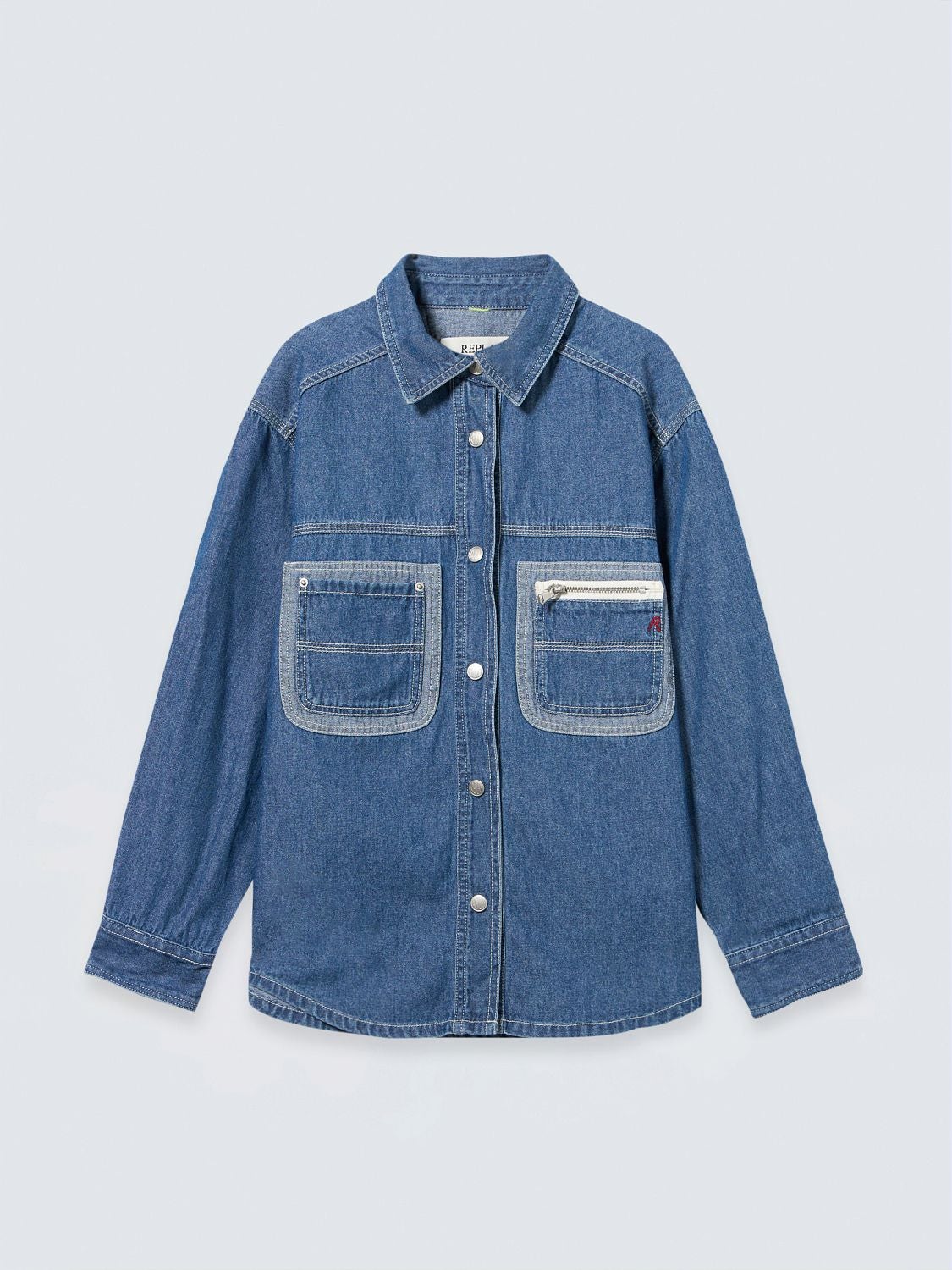 REPLAY COTTON DENIM SHIRT WITH BREAST POCKETS SG93AK.000.274 S29 MEDIUM BLUE 1