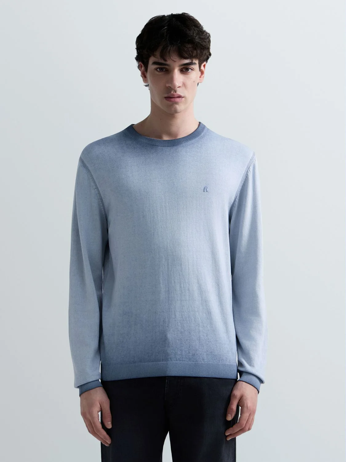 REPLAY OMBRE COTTON CREW-NECK SWEATER UK4705.000.G20785A PEWTER BLUE 2