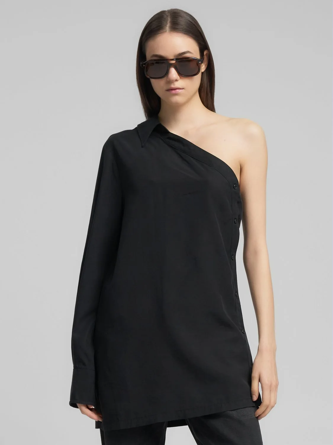 REPLAY ONE-SHOULDER-HEMD AUS LEINENMISCHUNG W2176 .000.85162 BLACK 2