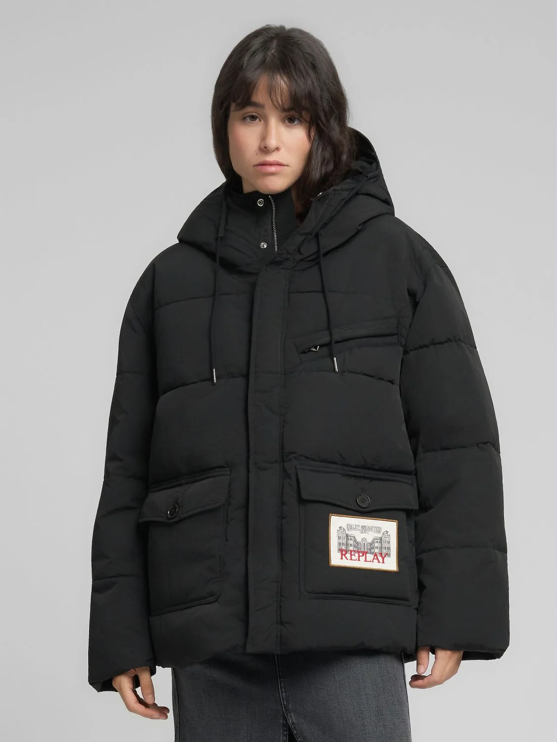 REPLAY WATTIERTE JACKE MIT KAPUZE W7906 .000.85282 BLACK 2