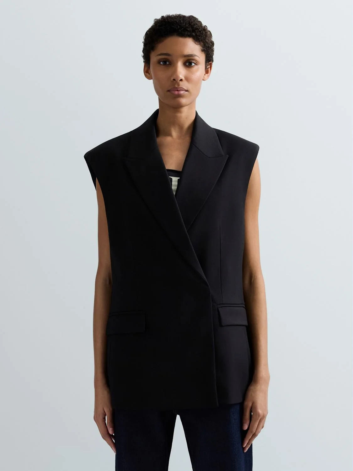 REPLAY SLEEVELESS TWILL BLAZER W7944 .000.85168 BLACK 2