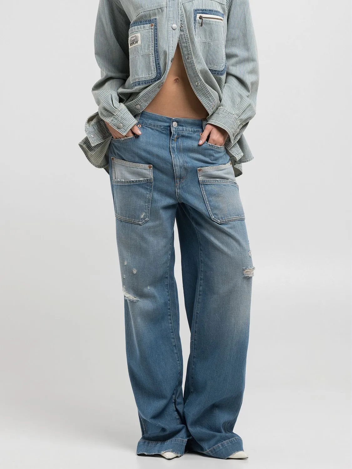 REPLAY BLUE JEANS リプレイ 圧縮 ニット ウール Pコート インサイドフェードコットンニット UK6147．000
