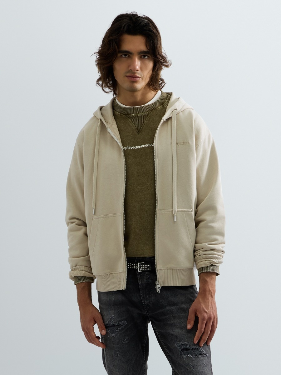 REPLAY TERRY COTTON ZIP-UP HOODY M13LU .000.7242OW PELICAN 2