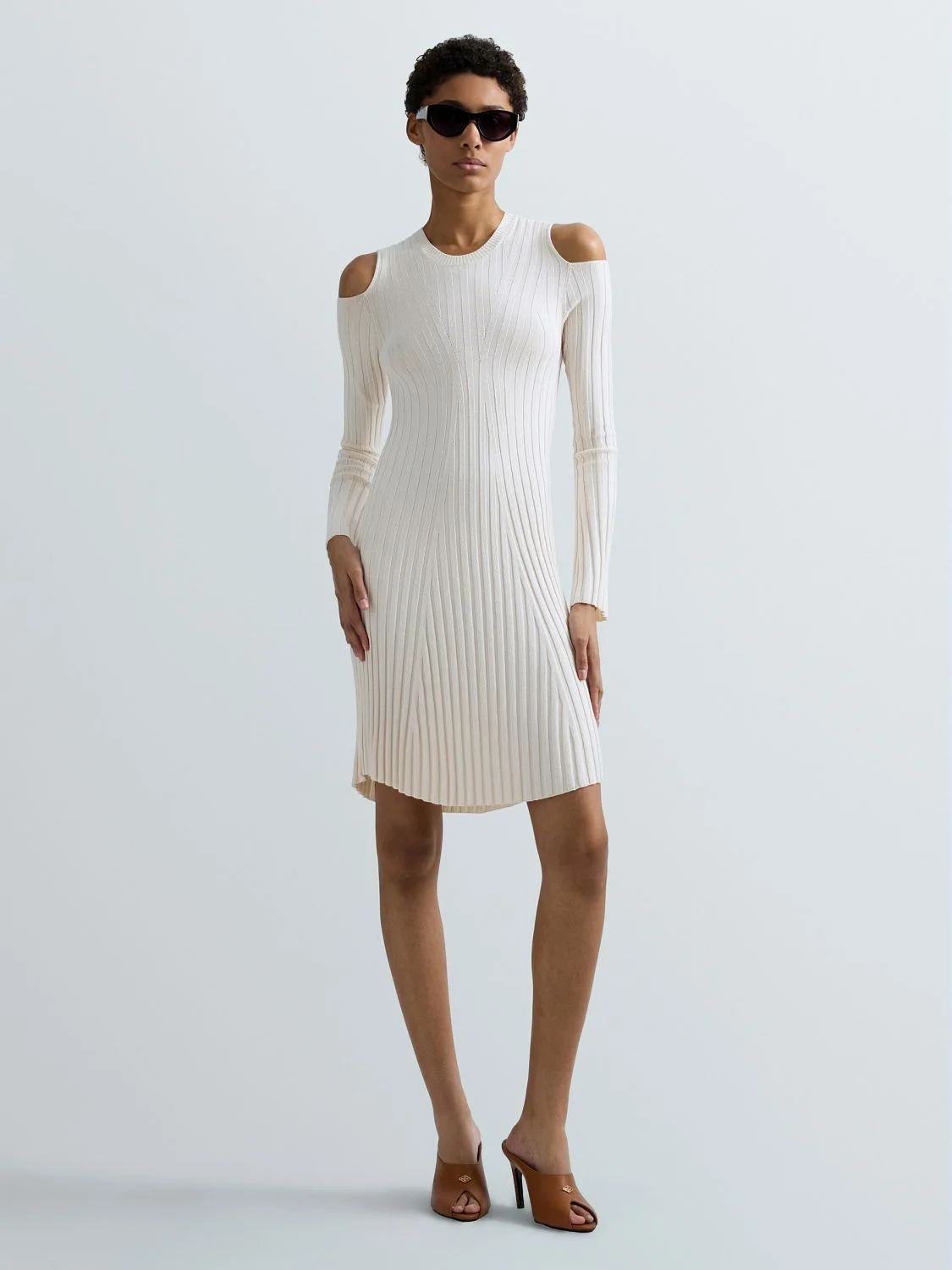 REPLAY FLAT RIB-KNIT DRESS DK4205.000.G23780 IVORY 1