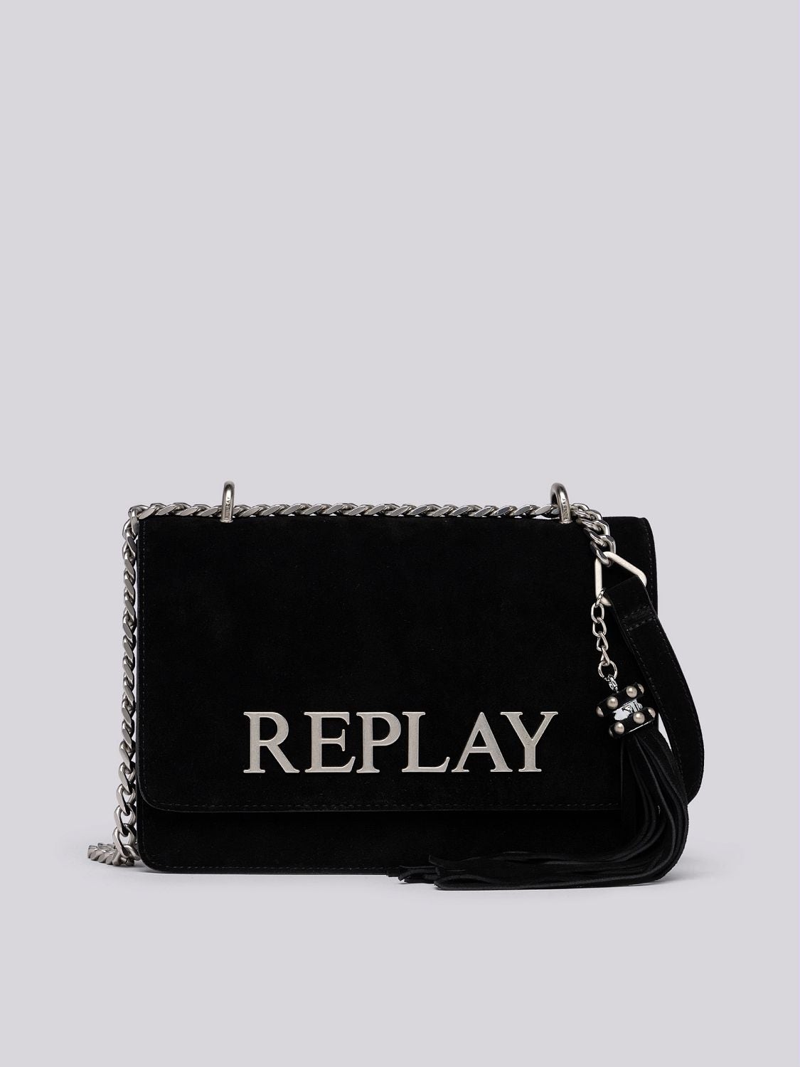 REPLAY SUEDE CROSSBODY BAG WITH LOGO FW3000.009.A1201A BLACK 1