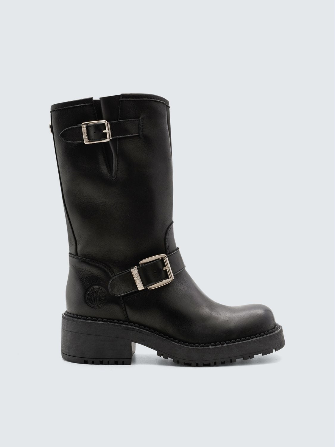 REPLAY RAVEN DOUBLE LEATHER COMBAT BOOTS WITH BUCKLES GWLA3 .000.C0203L BLACK 1