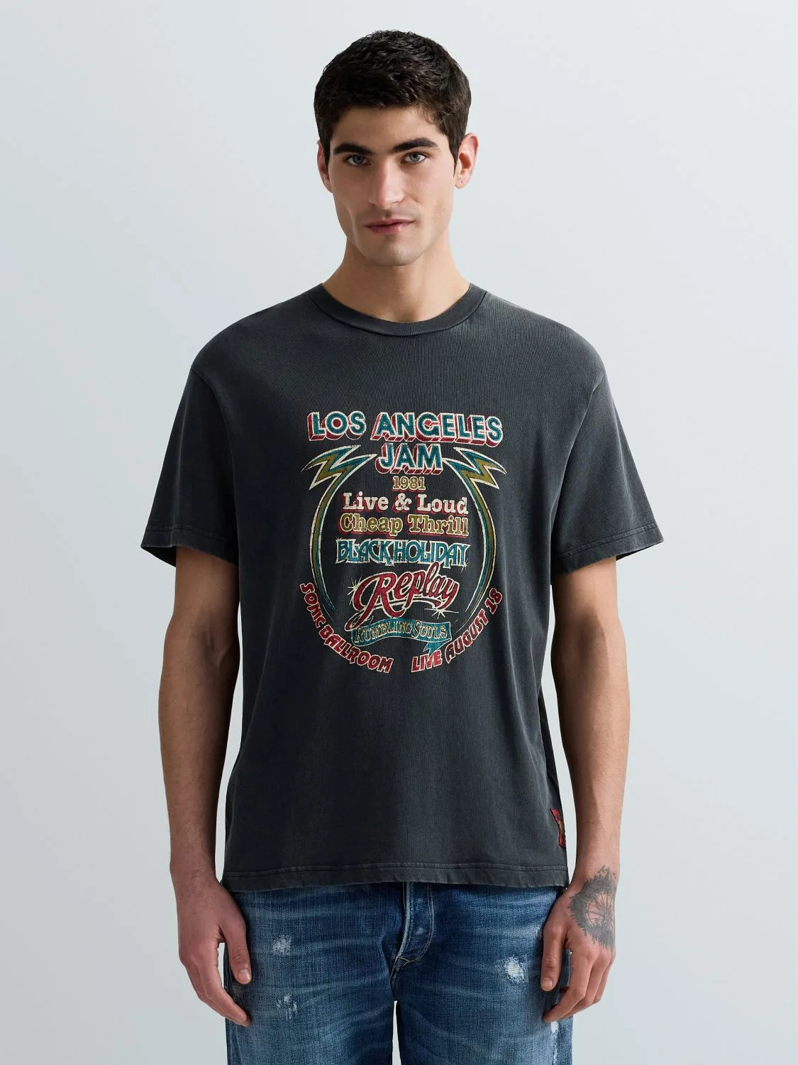 REPLAY JERSEY T-SHIRT WITH LOGO GRAPHIC M3517 .000.23792M BLACKBOARD 2