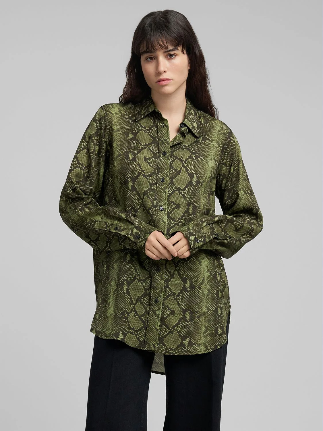 REPLAY SNAKE-PRINT SHIRT W2167 .000.75066 BLACK/GREEN 2