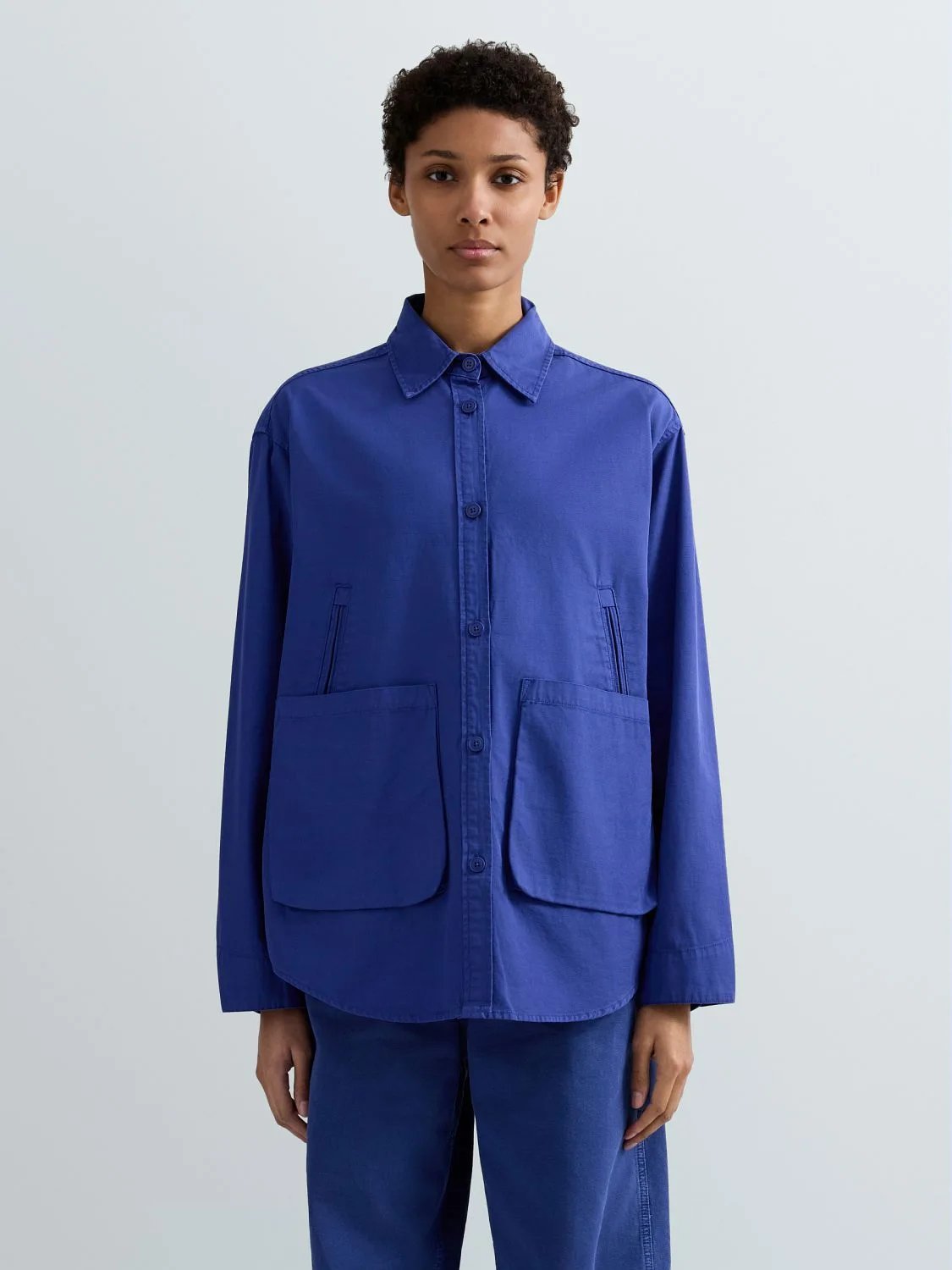 REPLAY COTTON BOY-FIT OVERSHIRT W7935 .000.85498G MAZARINE BLUE 2