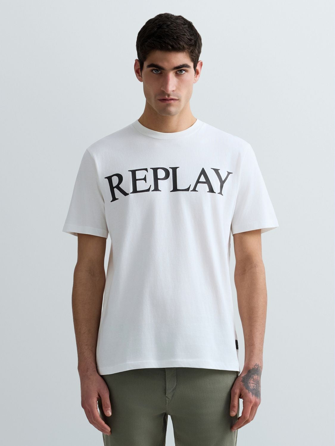 REPLAY T-SHIRT EN JERSEY AVEC LOGO IMPRIMÉ M3099 .000.2660 NATURAL WHITE 2