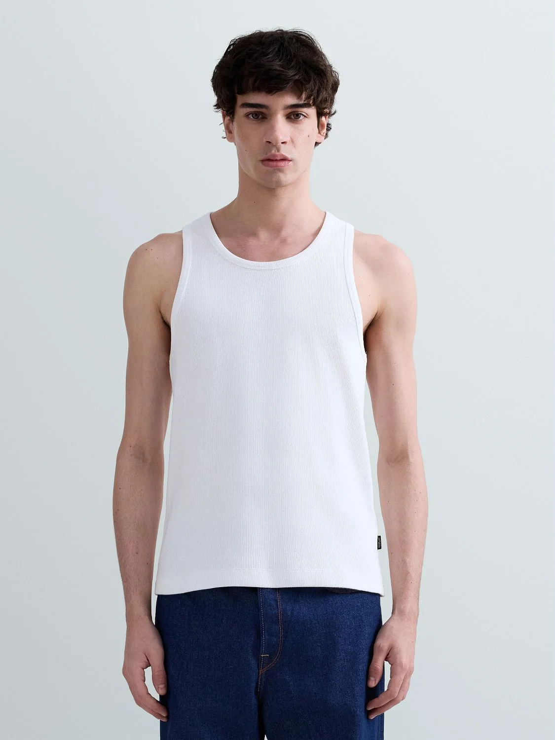 REPLAY RIB-KNIT COTTON VEST TOP M3416 .000.23747 NATURAL WHITE 2