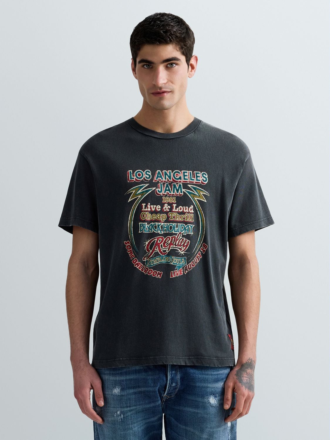 REPLAY JERSEY T-SHIRT WITH LOGO GRAPHIC M3517 .000.23792M BLACKBOARD 2