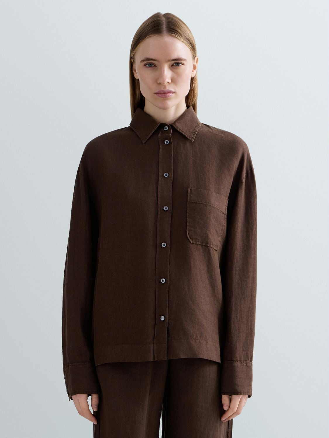 REPLAY CHEMISE OVER EN LIN W2388 .000.85574G COFFEE 2