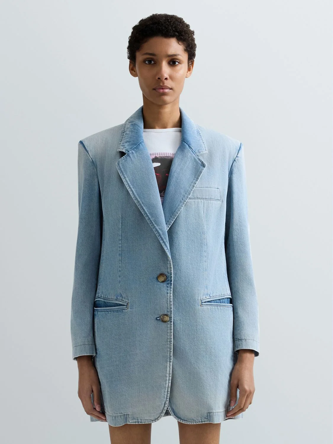 REPLAY LONG RELAXED-FIT DENIM JACKET W7961 .000.250 175 LIGHT BLUE 2