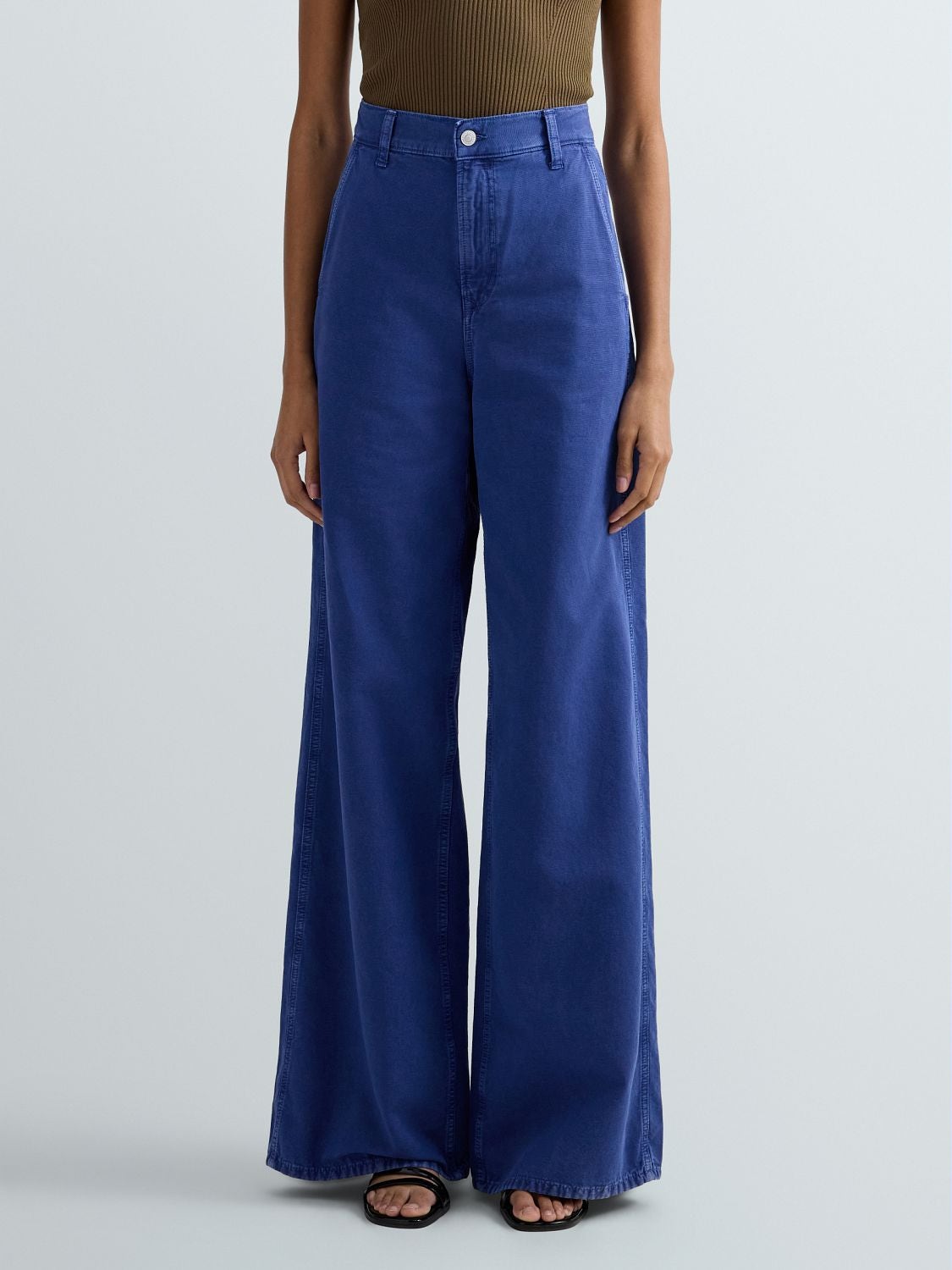 REPLAY COTTON FABRIC WIDE-FIT TROUSERS W8247 .000.85424G MAZARINE BLUE 2