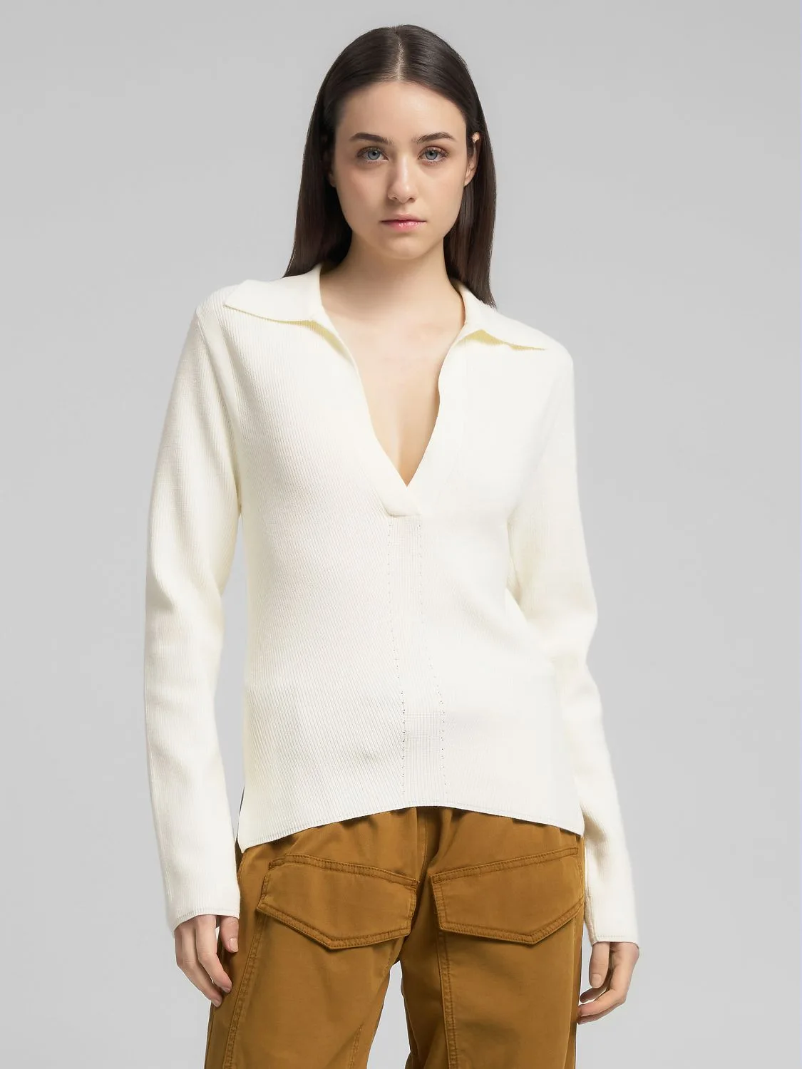 REPLAY V-NECK SWEATER DK3913.000.G23370A BUTTER WHITE 2