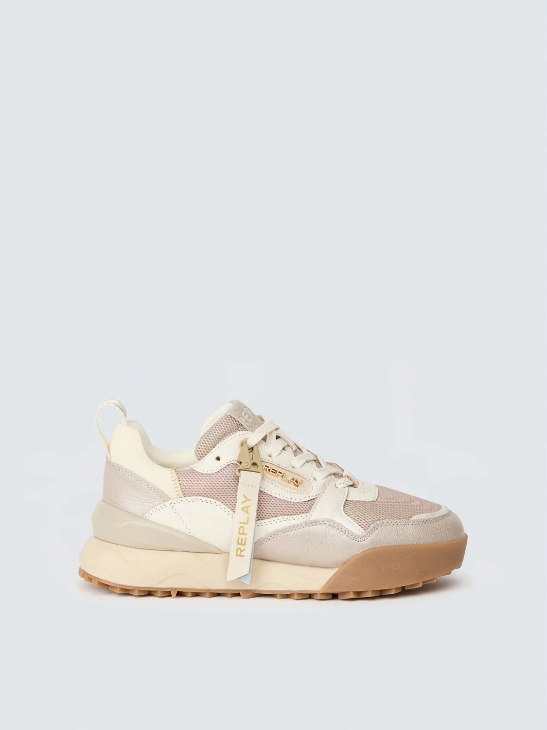 Field w wave mesh and leather sneakers Platin | Replay Jeans