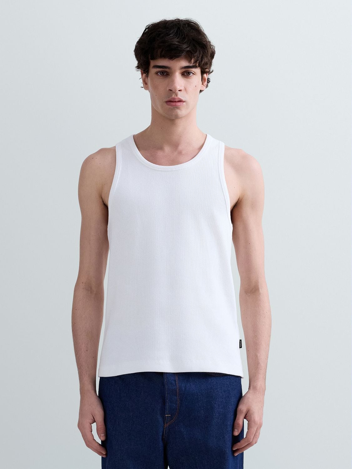 REPLAY RIB-KNIT COTTON VEST TOP M3416 .000.23747 NATURAL WHITE 2