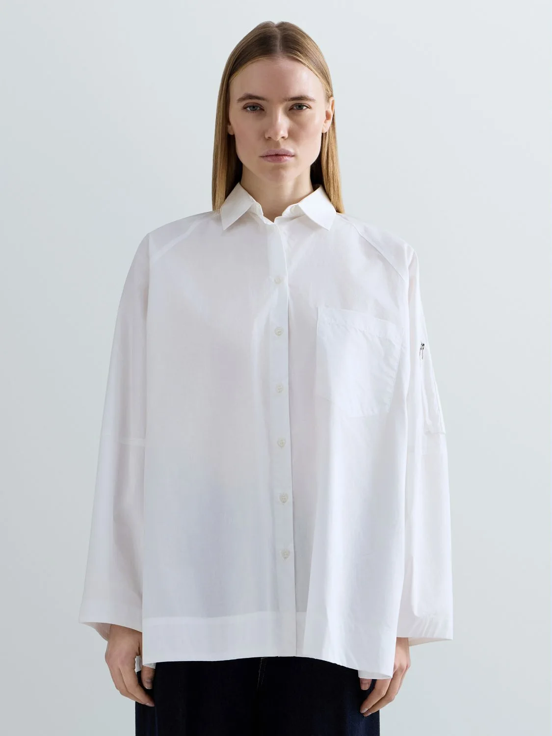 REPLAY OVERSIZED COTTON POPLIN SHIRT W2369 .000.85480 WHITE 2