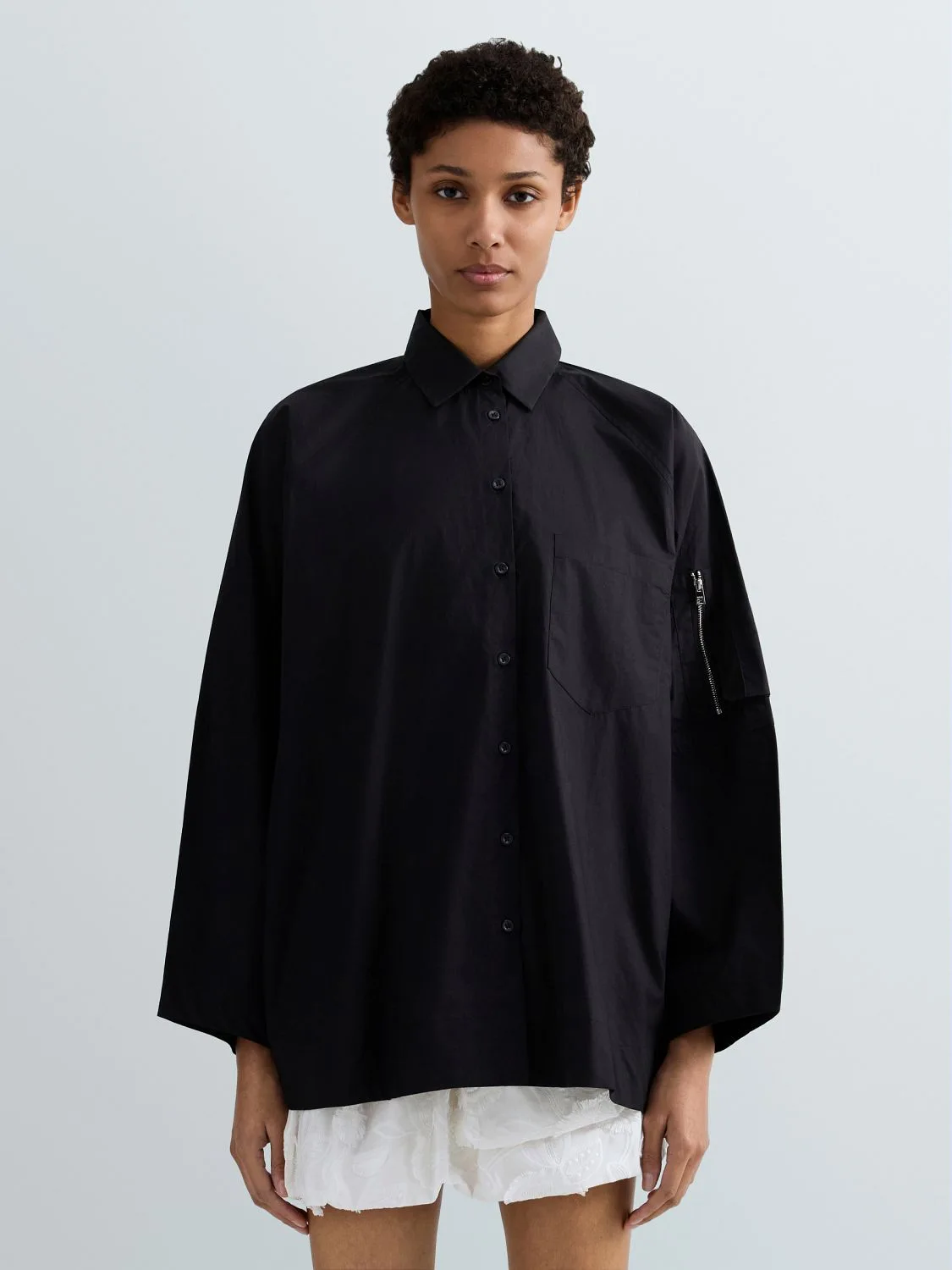 REPLAY OVERSIZED COTTON POPLIN SHIRT W2369 .000.85480 BLACK 2