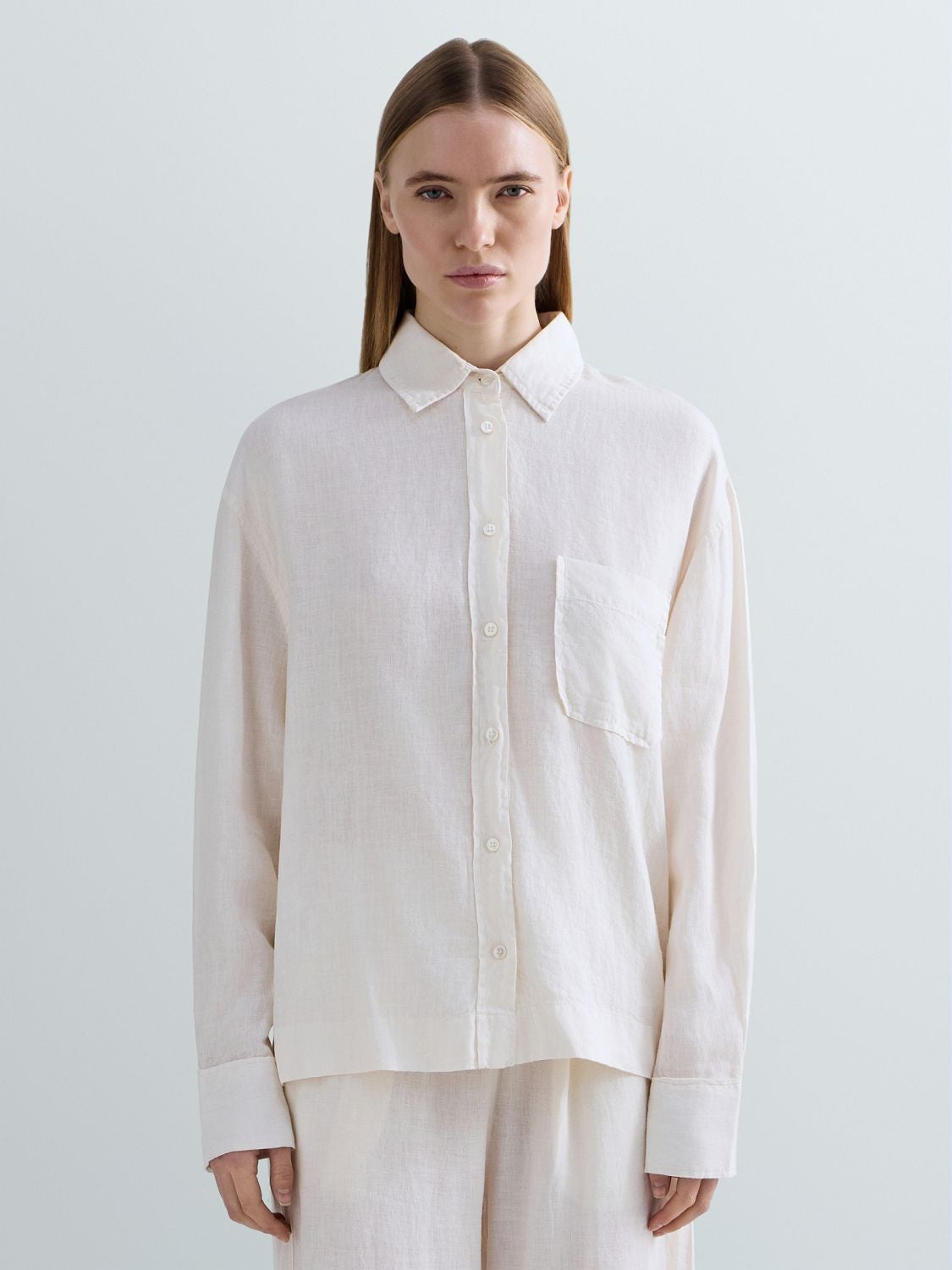 REPLAY OVERSIZED LINEN SHIRT W2388 .000.85574G NATURAL WHITE 2