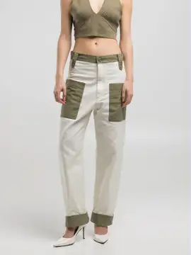 COLOUR-BLOCK COMFORT-FIT TROUSERS