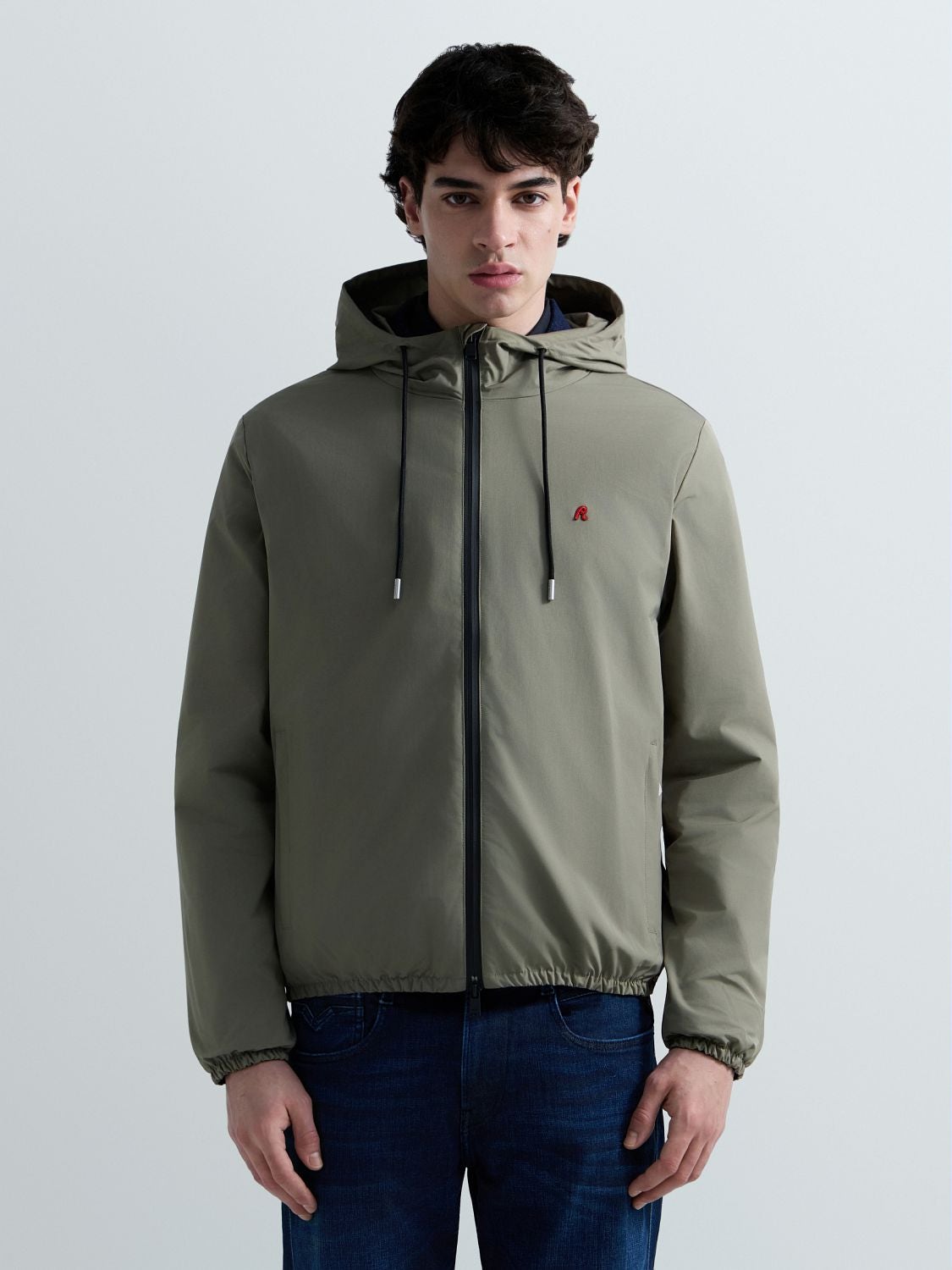REPLAY JACKET WITH HOOD AND R LOGO M8338A.000.84876 LIGHT MILITARY 2