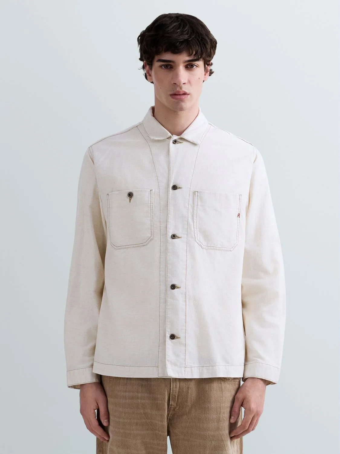 REPLAY REGULAR-FIT DENIM OVERSHIRT MV864E.000.238 07A ECRÙ 2