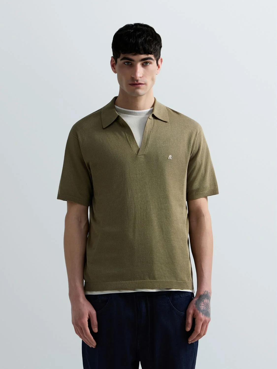 REPLAY LINEN-BLEND KNIT POLO-SHIRT UK5157.000.G24024 TUNDRA GREEN 2