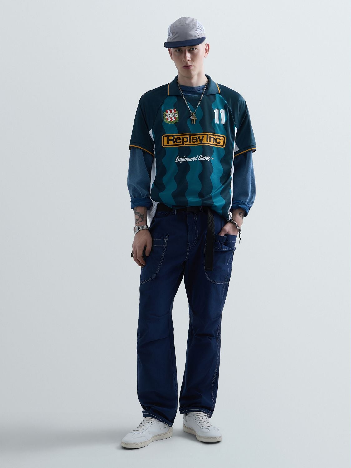REPLAY KU6052.000.D75091-Polo KU6052.000.D75091 TEAL/LIGHT PETROL/WHITE 1