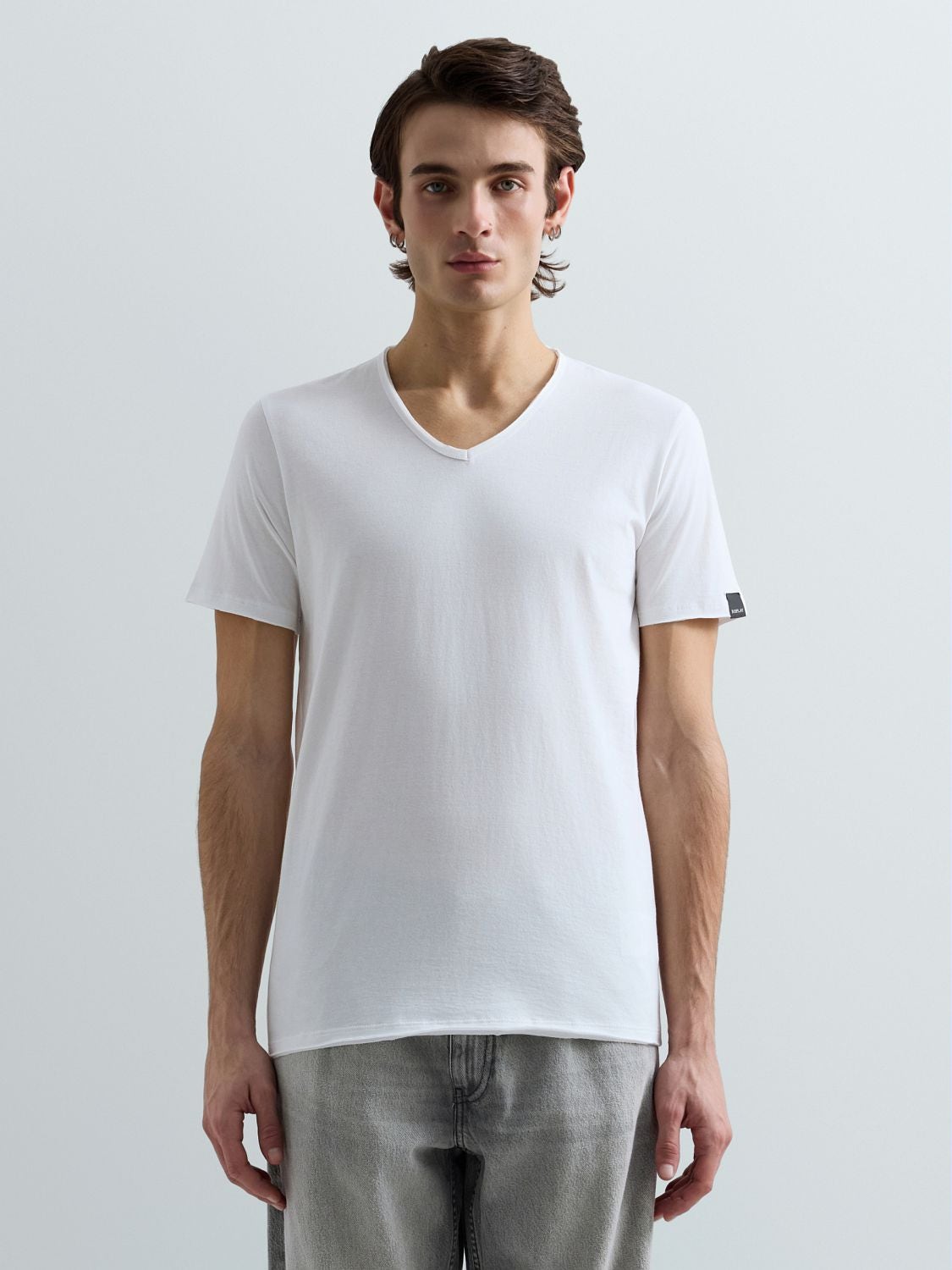 REPLAY T-SHIRT EN COTON À ENCOLURE EN V M3591A.000.2660 WHITE 2