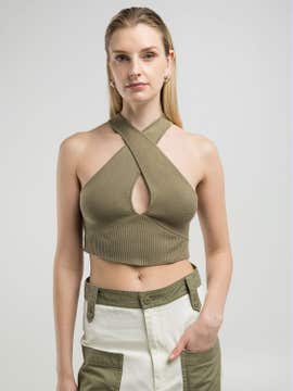 GESTRICKTES CROP-TOP