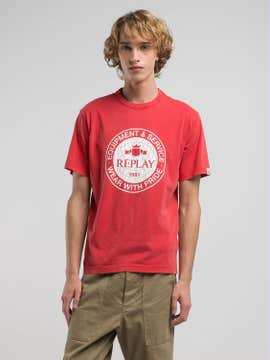 REGULAR-FIT-T-SHIRT MIT KREISFÖRMIGEM AUFDRUCK