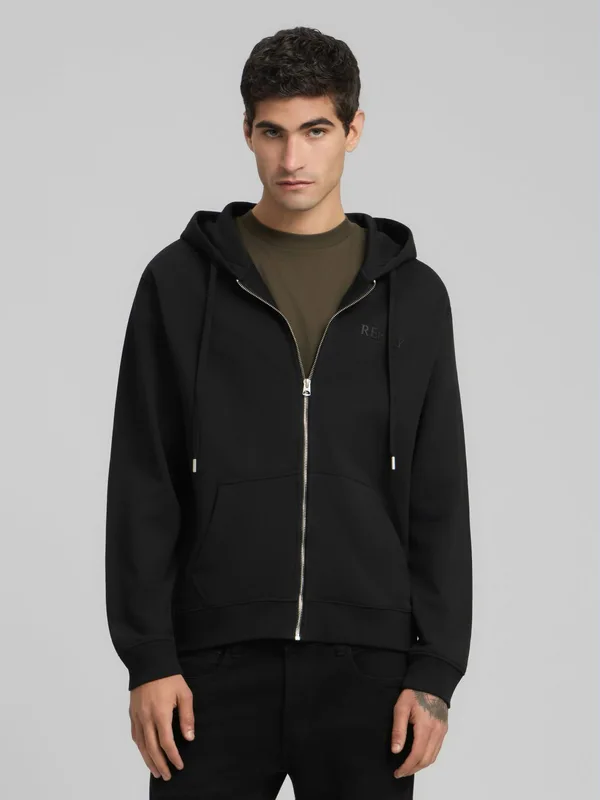 REPLAY FULL-ZIP HOODY WITH LOGO M3188 .000.23802 BLACK 2 REPLAY FULL-ZIP HOODY WITH LOGO M3188 .000.23802 BLACK 2