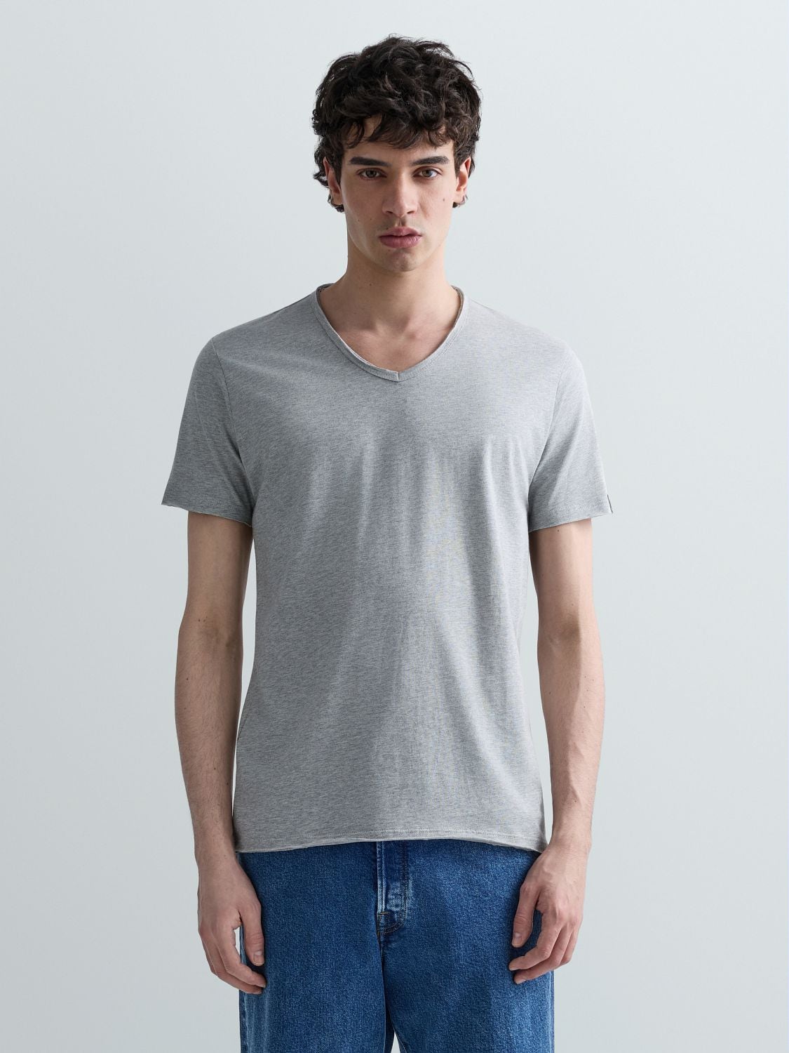 REPLAY BAUMWOLL-T-SHIRT MIT V-AUSSCHNITT M3591A.000.2660 LIGHT GREY MELANGE... 2