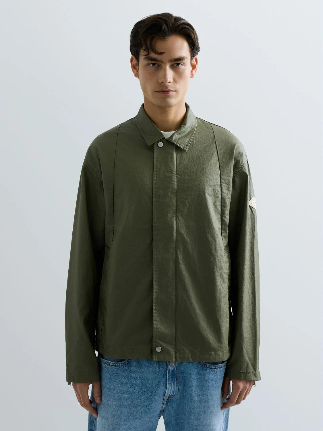 REPLAY LINEN AND COTTON FABRIC JACKET M8517 .000.85516 LIGHT MILITARY 2