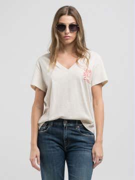 T-SHIRT AUS GEFLAMMTEM JERSEY