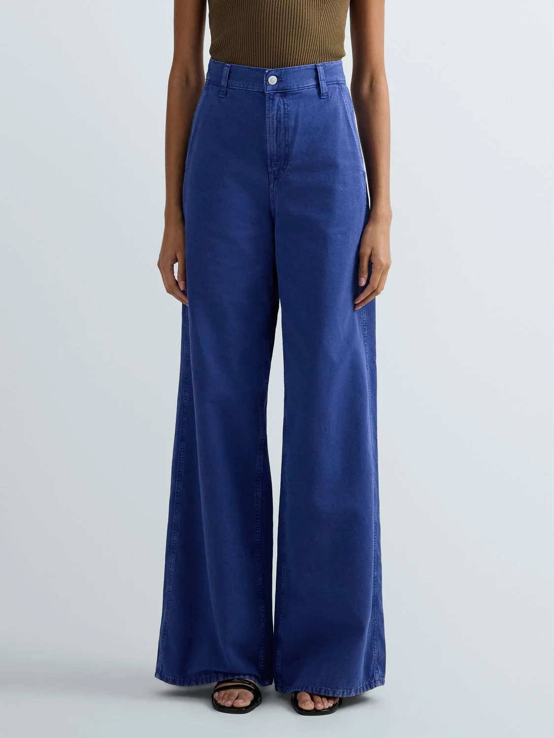 REPLAY COTTON FABRIC WIDE-FIT TROUSERS W8247 .000.85424G MAZARINE BLUE 2