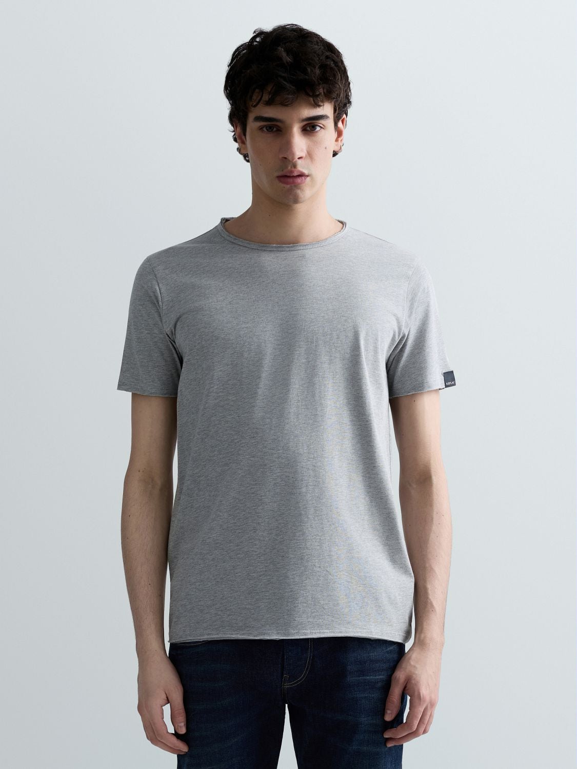 REPLAY COTTON CREW-NECK T-SHIRT M3590A.000.2660 LIGHT GREY MELANGE... 2